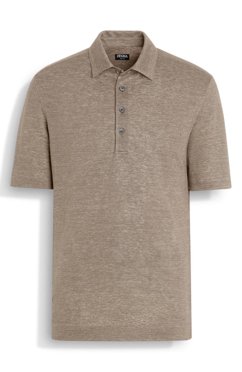 ZEGNA Linen Polo, Alternate, color, Med Beige