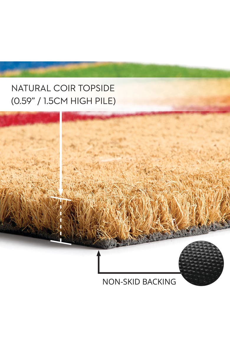 mDesign Half-Round Coir Welcome Doormat with Rainbow Design, Natural Fiber Indoor/Outdoor Entryway Mat, Natural/Multi, Alternate, color, Natural