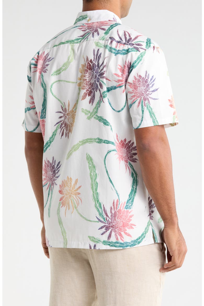 Night Shades Print Cotton Short Sleeve Button-Down Shirt, Alternate, color, OFF WHITE