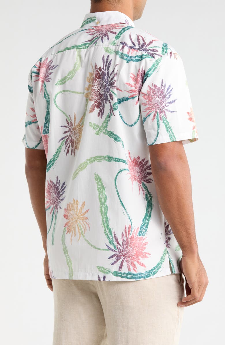 Kahala Night Shades Print Cotton Short Sleeve Button-Down Shirt, Alternate, color, Off White