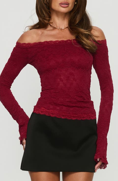 Mochapella Off the Shoulder Lace Top