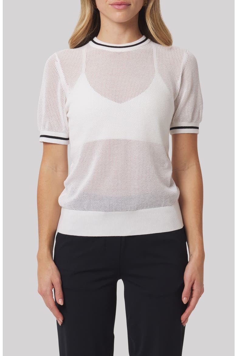 Sydney Cotton Mesh Golf T-Shirt, Main, color, WHITE/ BLACK