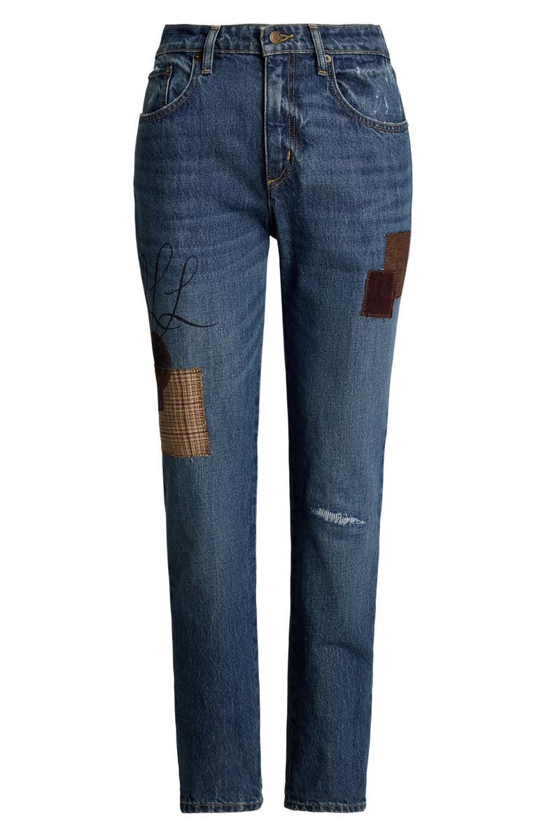 Lauren Ralph Lauren Patchwork Boyfriend Ankle Tapered Jeans, Alternate, color,