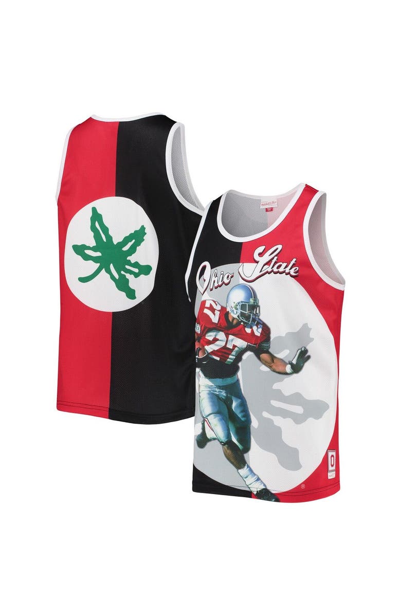 Mitchell & Ness Men's Mitchell & Ness Eddie George Black/Scarlet Ohio State Buckeyes Sublimated Player Tank Top, Main, color, 