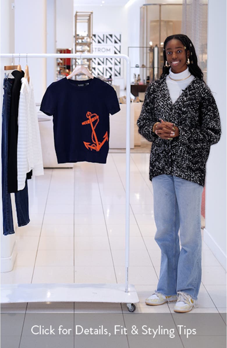 Intarsia Anchor Short Sleeve Cotton & Modal Sweater, sales video thumbnail