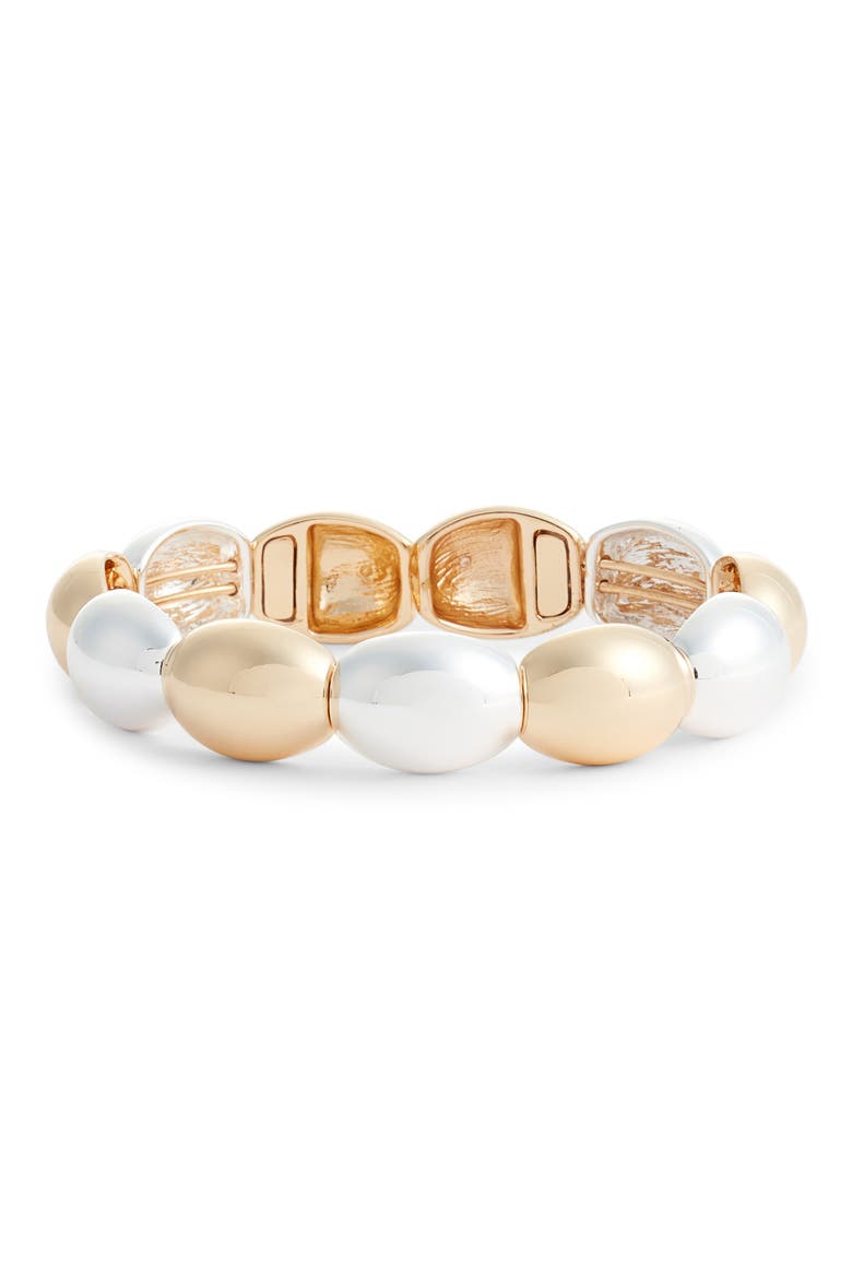 Oval Link Stretch Bracelet, Main, color, GOLD- SILVER