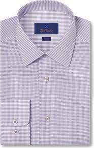 David Donahue Slim Fit Neat Barrel Cuff Cotton Dress Shirt
