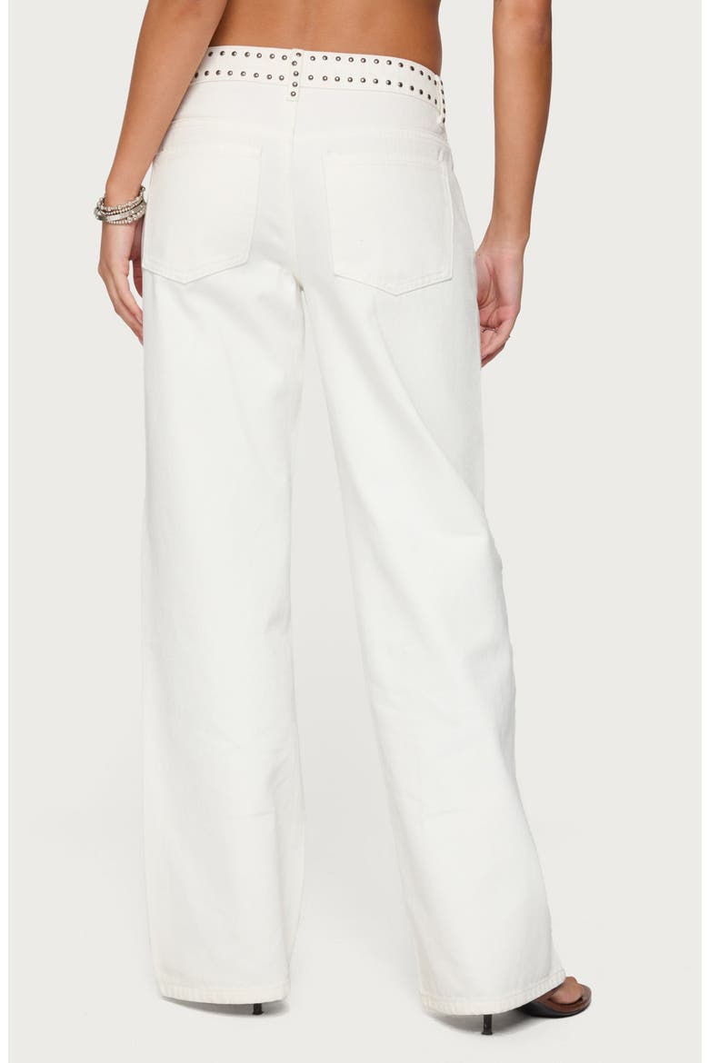 Quincy Studded Low Rise Baggy Jeans, Alternate, color, WHITE