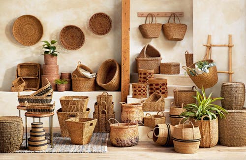 Tag Natural Seagrass Conical Decorative Storage Basket In Brown