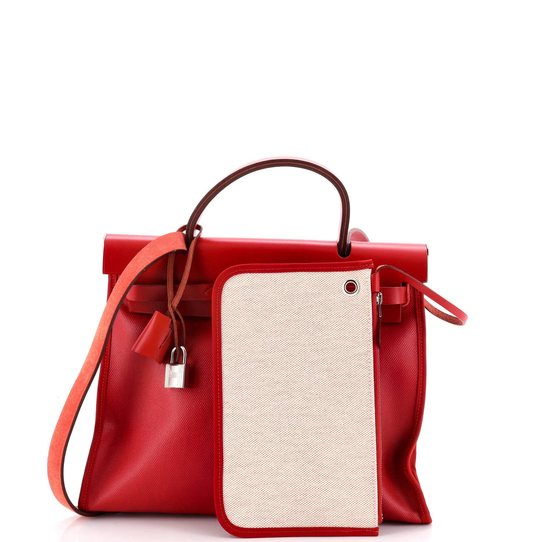 Herbag Zip Berline Vache Canvas and Leather 31, Alternate, color, Red