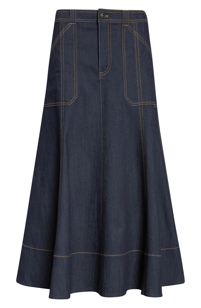 Cinq à Sept Benjiy Denim Midi Skirt, Alternate, color, Indigo