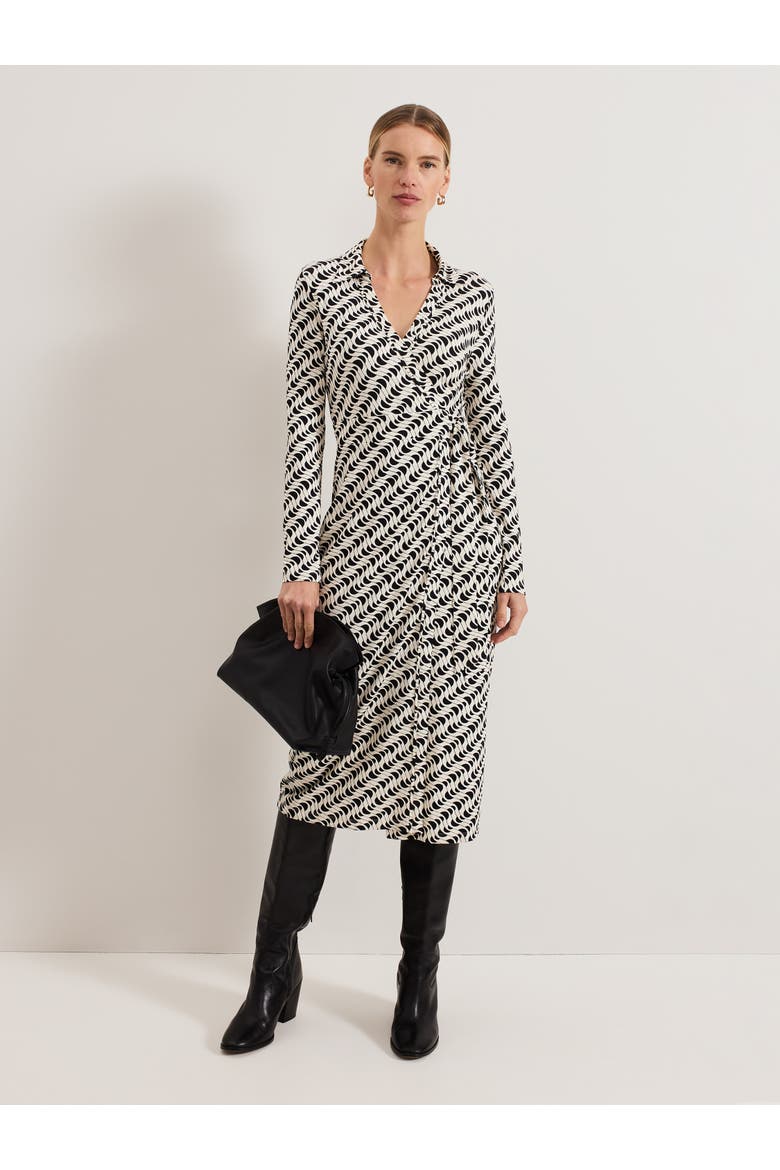 Gina Geo Wrap Dress, Main, color, Navy/Ivory