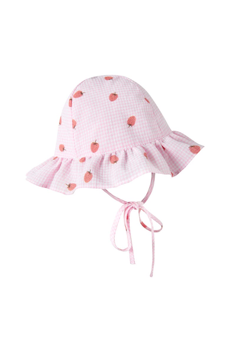 Rachel Riley Strawberry Gingham Sundress & Hat, Alternate, color, Pink