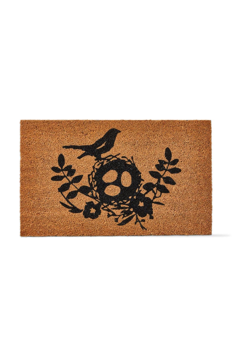 tag Bird With Nest Rectangle Coir Door Mat Beige Indoor Outdoor, Main, color, Beige