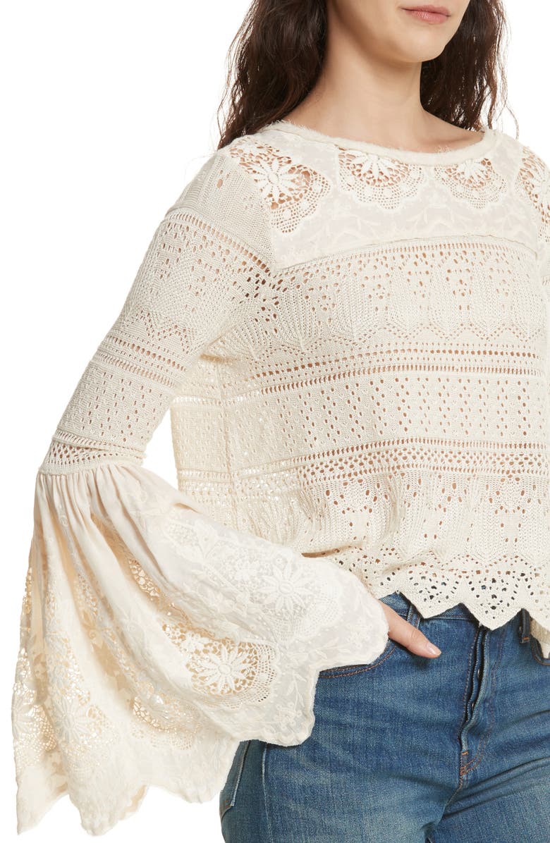 Free People Once Upon a Time Lace Top, Alternate, color, Ivory