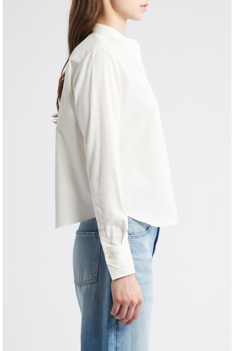 Bertyna Monday Cotton Band Collar Button-Up Shirt, Alternate, color, OPEN WHT