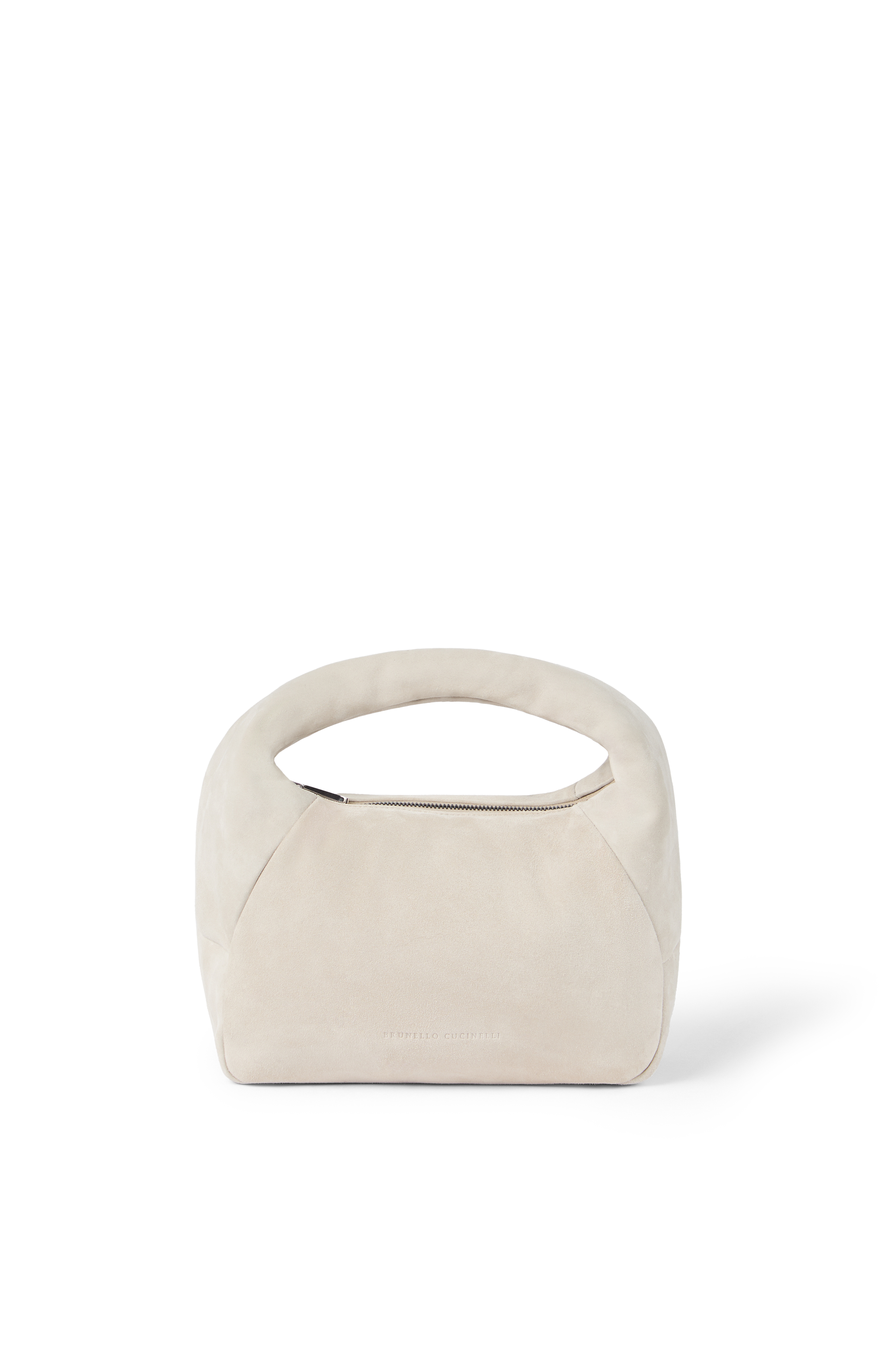 Brunello Cucinelli Small suede BC Duo Hobo bag, Main, color, Ecru