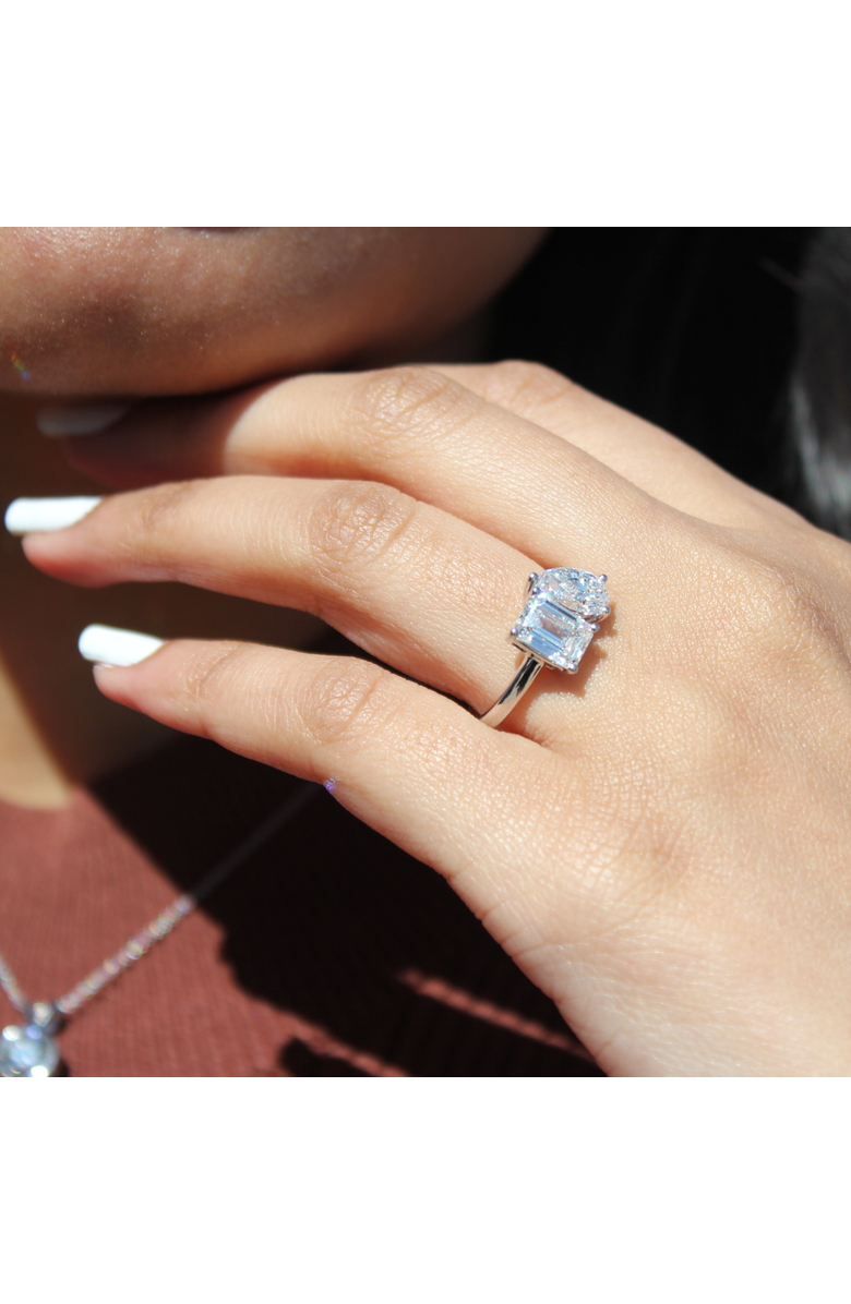 LuvMyJewelry Evermore 14K Gold Toi et Moi Emerald and Pear Lab Grown Diamond Ring - 3 ct, Alternate, color, 14K White Gold