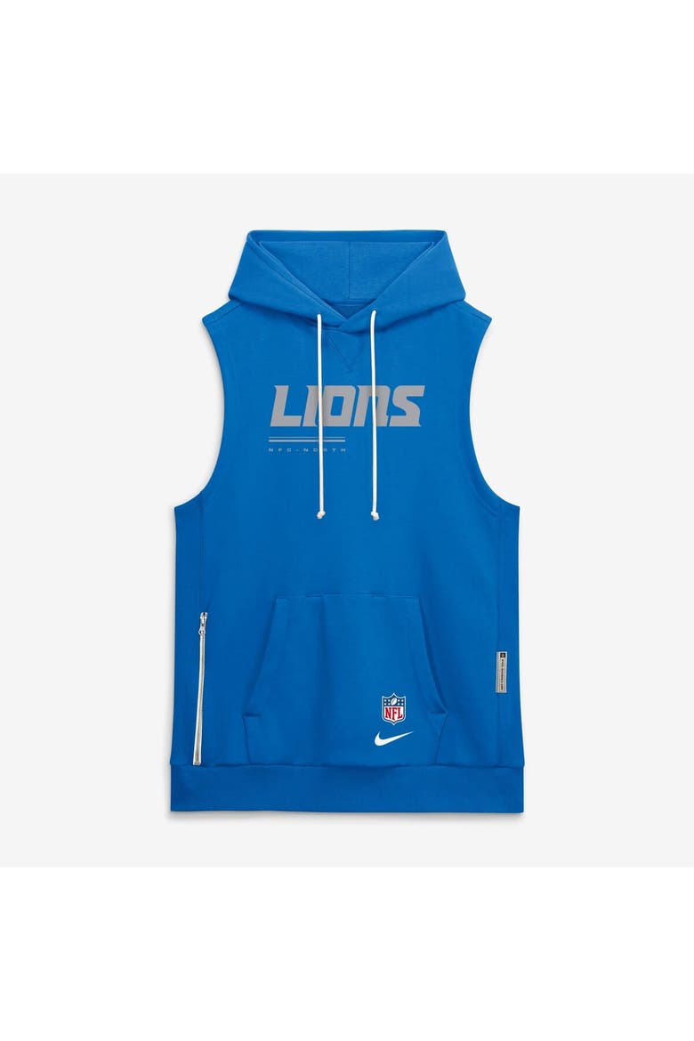 Men's Nike Blue Detroit Lions Sideline Standard Issue Dri-FIT Sleeveless Hoodie, Main, color, Blue