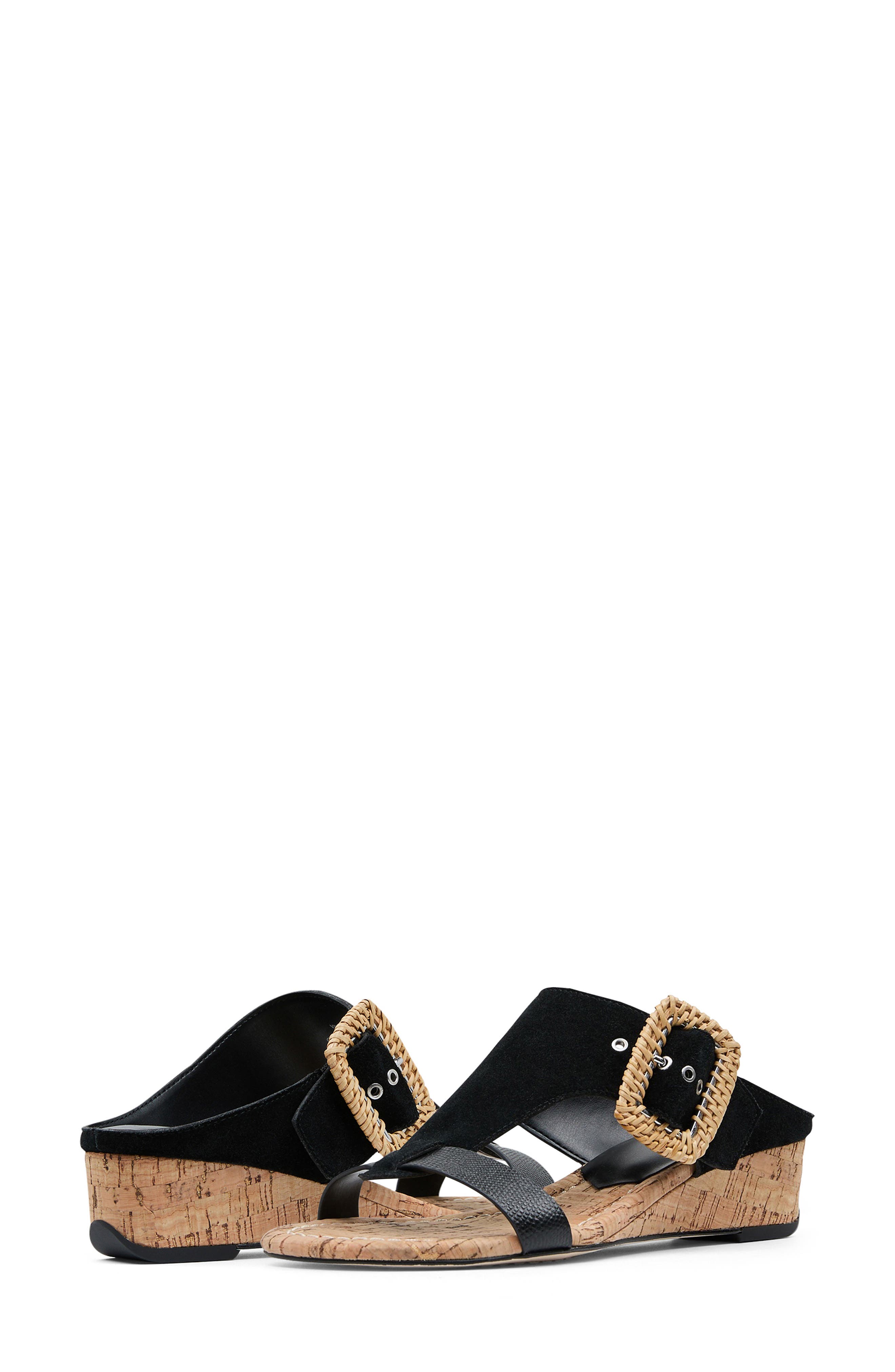 Donald Pliner Vine Wedge Sandal, Alternate, color, Black
