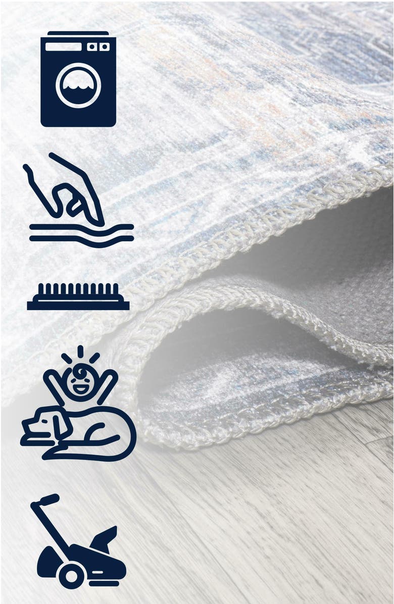 JONATHAN Y Alanya Ornate Medallion Machine-Washable Round Area Rug, Alternate, color, Navy/Cream