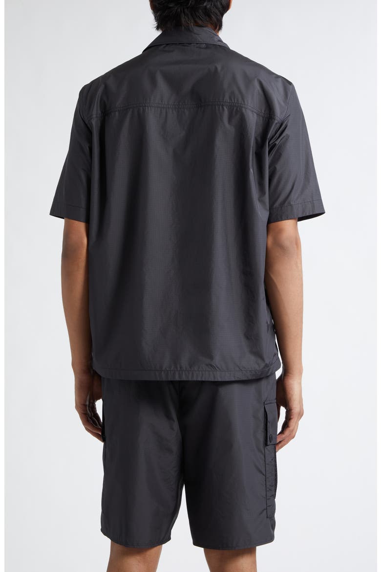 Mesh Pocket Short Sleeve Ripstop Snap Shirt, Alternate, color, BLACK