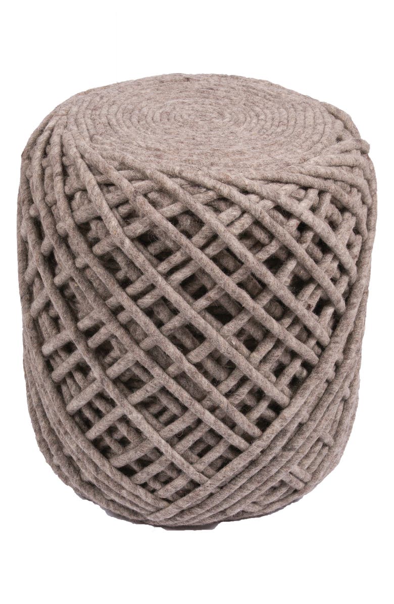 Jaipur Guna Ash Wool Pouf, Main, color, 