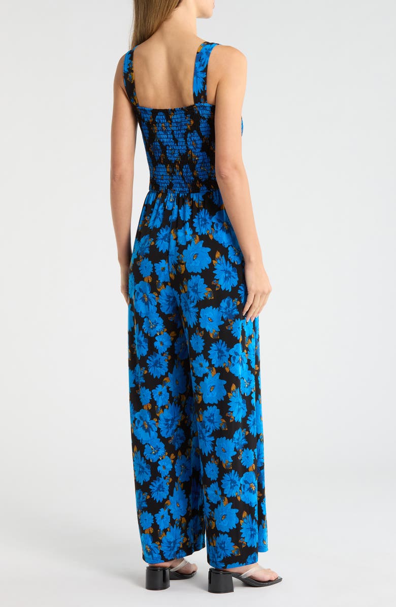 WEST K Smocked Knit Sleeveless Jumpsuit, Alternate, color, Cobalt Flr