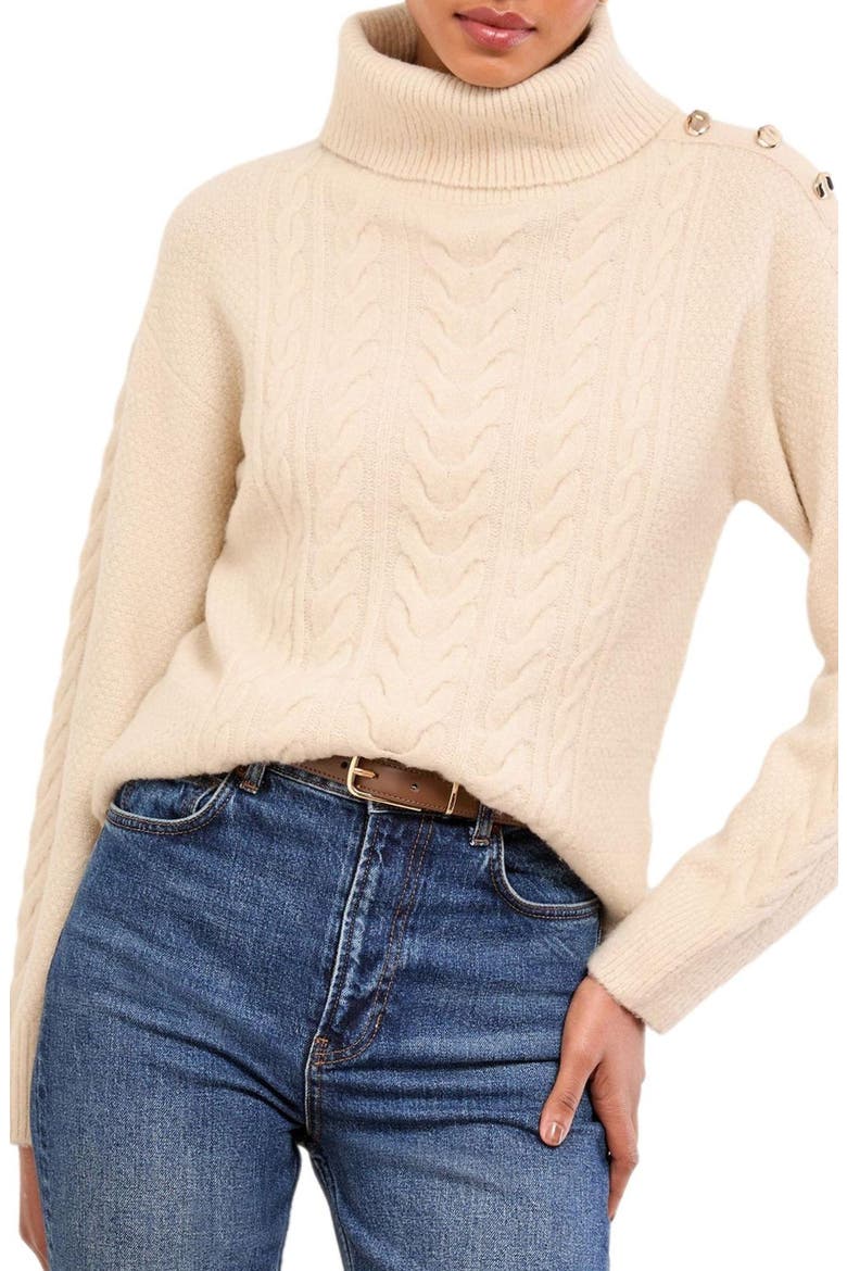 Cable Knit Turtleneck Sweater, Main, color, NEUTRAL