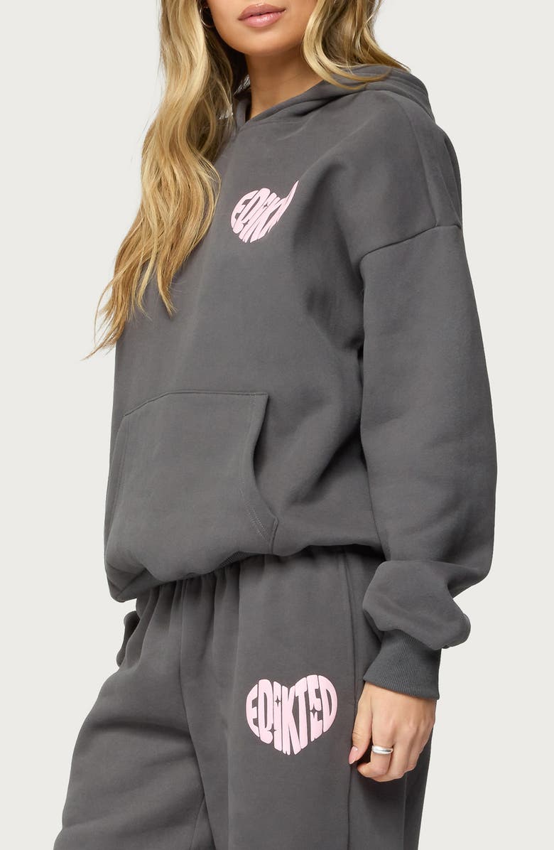 EDIKTED Major Love Fleece Logo Graphic Hoodie, Alternate, color, 