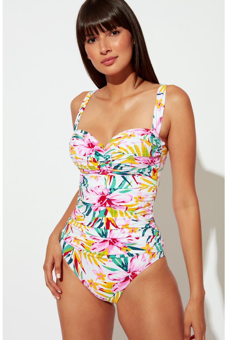Beachy Keen Shirred One-Piece Swimsuit, Alternate, color, MULTI COLORED