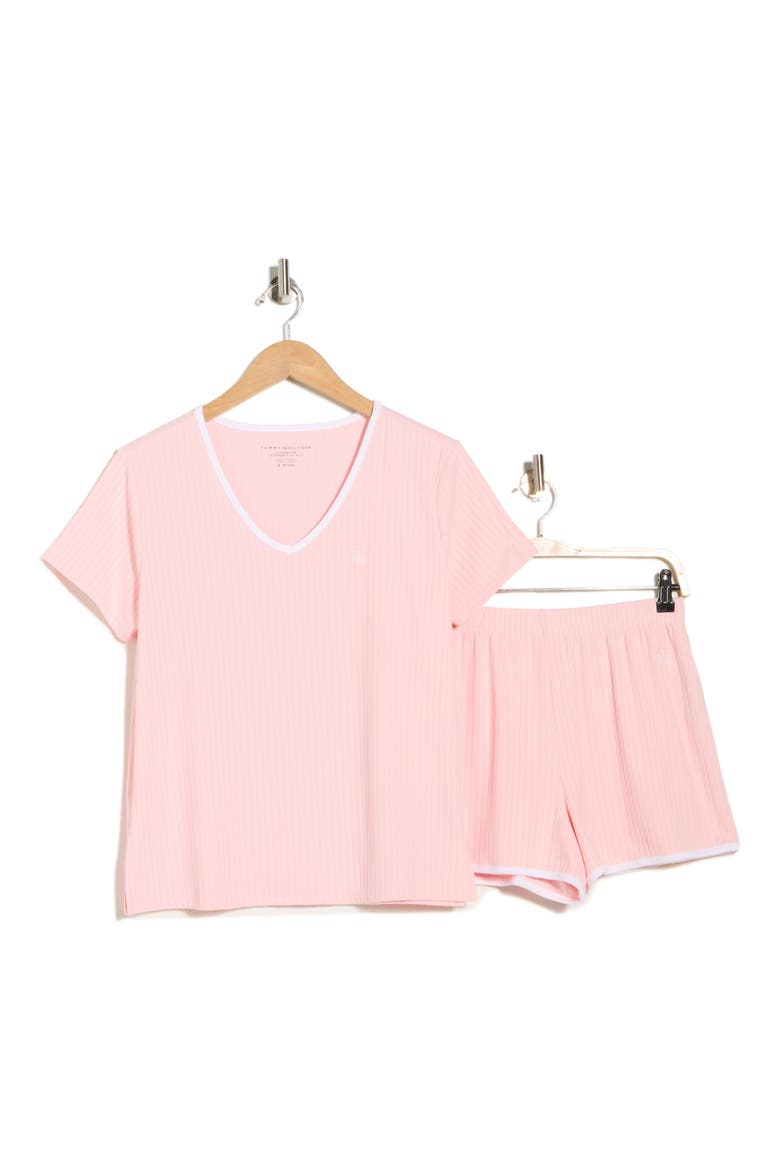 V-Neck T-Shirt & Short Pajamas, Alternate, color, CRYSTAL ROSE