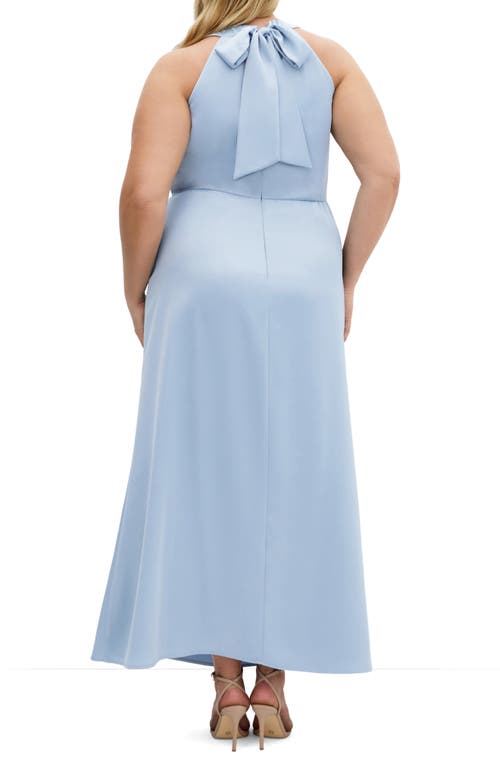 City Chic Celina Halter Neck Satin Maxi Dress In Blue