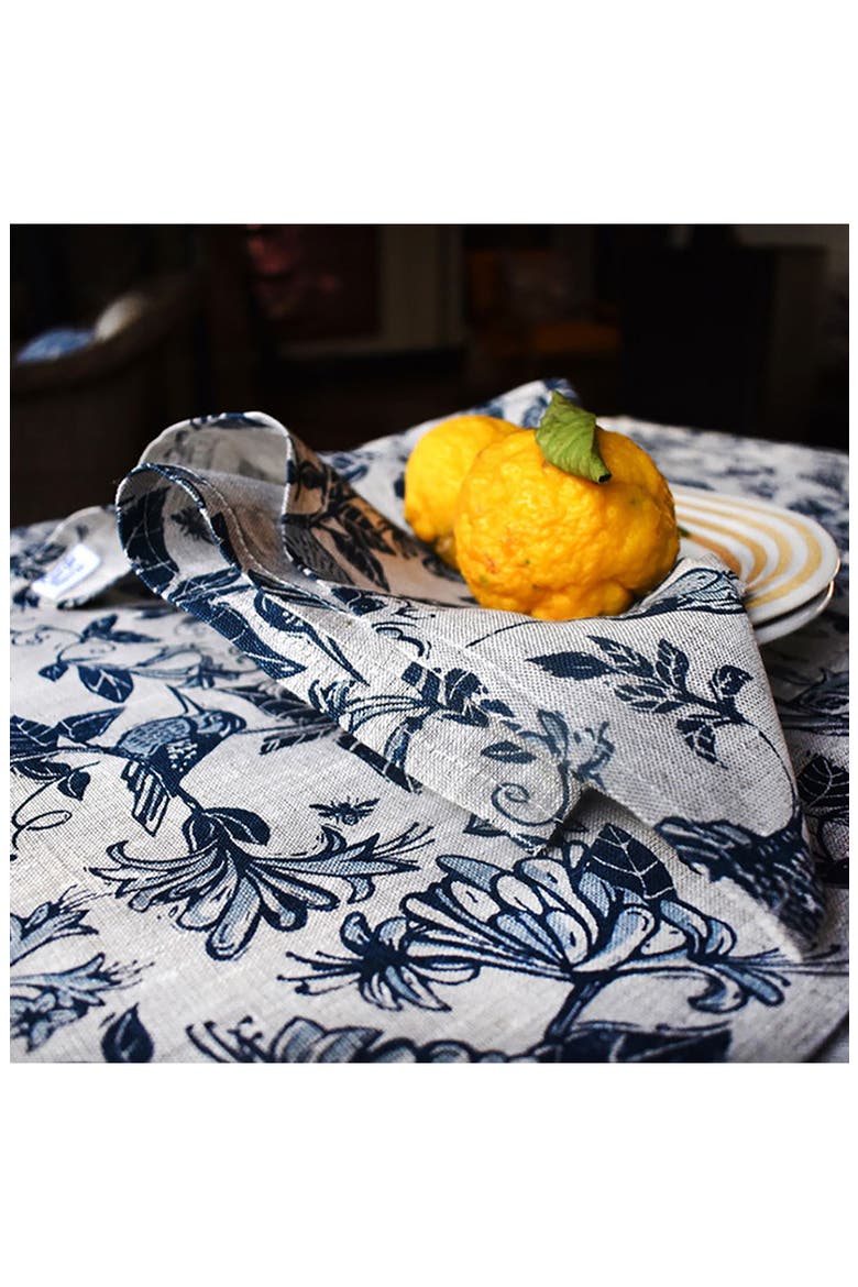 Honeysuckle Botanical Tablecloth, Alternate, color, INDIGO