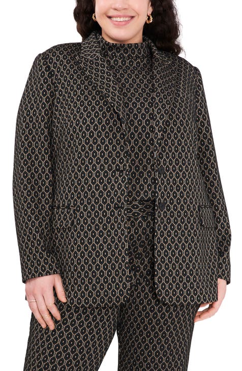 Geometric Print Ponte Blazer (Plus Size)