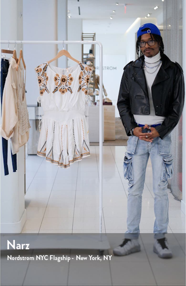 Catalina Embroidered Tie Back Romper, sales video thumbnail