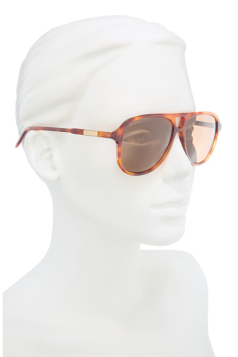 57mm Aviator Sunglasses, Alternate, color, HAVANA HAVANA BROWN