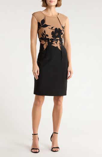 Connected Apparel Belted Sheath Dress