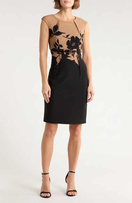 Connected Apparel Belted Sheath Dress