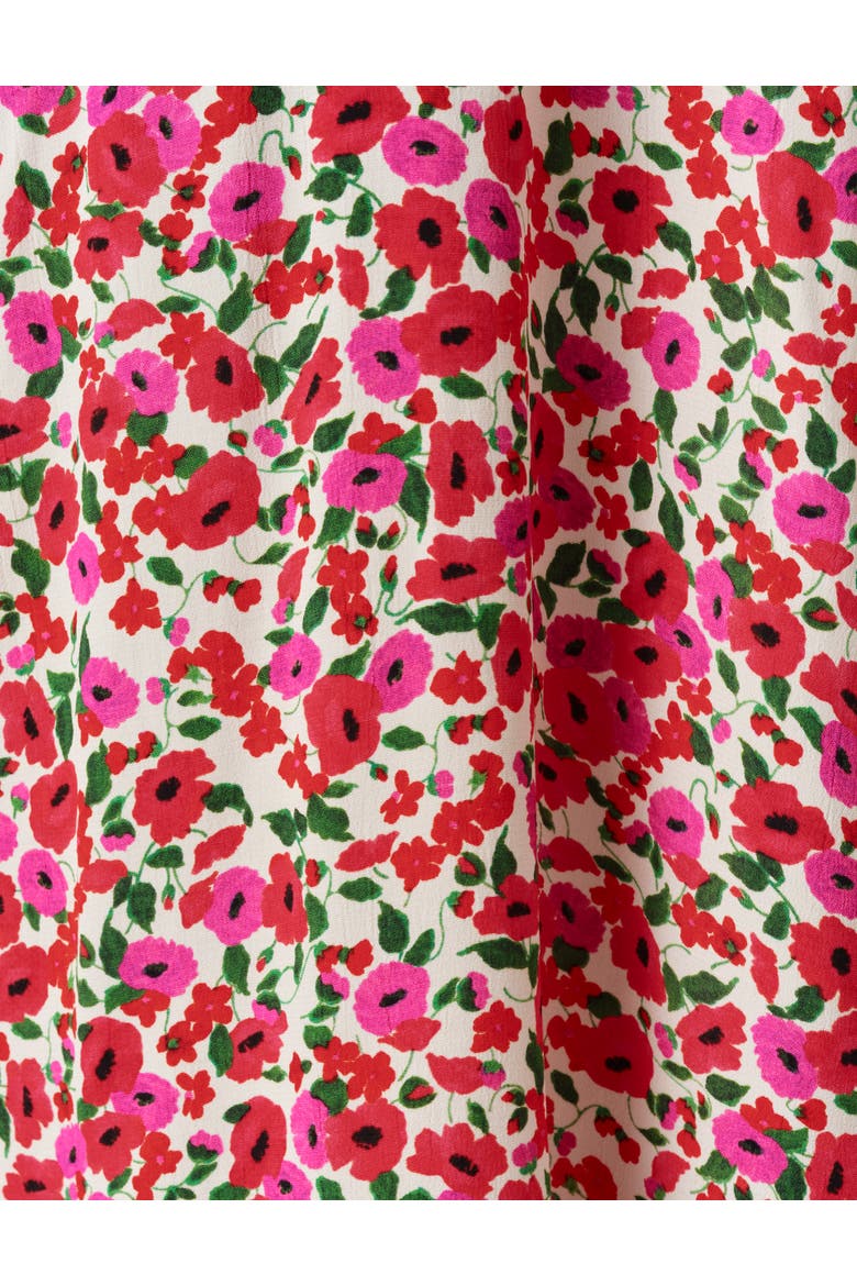 Jess Crepe Floral Midi Tea Dress, Alternate, color, Red Floral