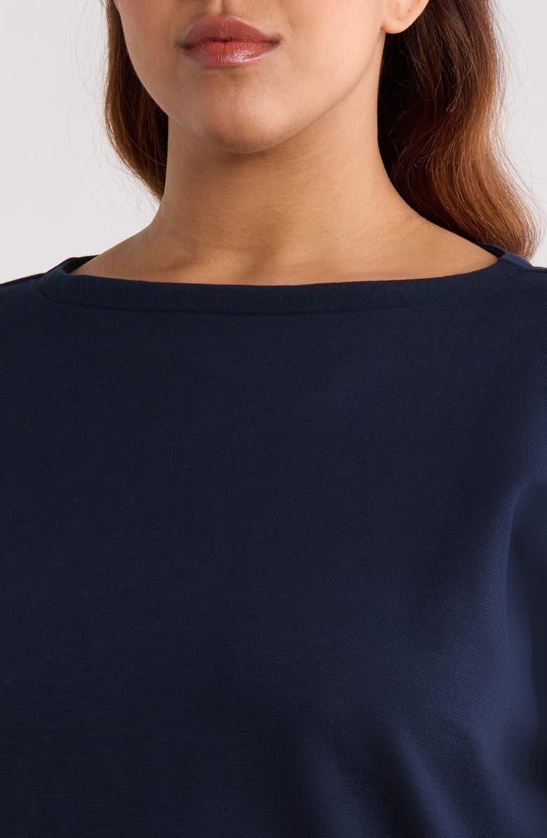 Eileen Fisher Bateau Neck Organic Cotton Sweatshirt, Alternate, color, Ink
