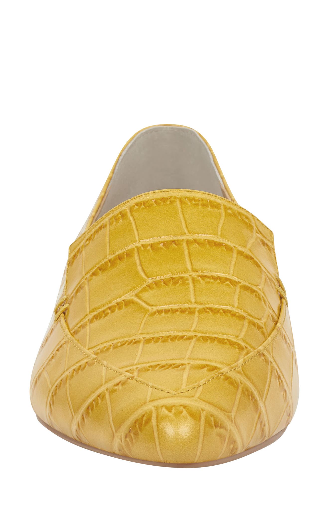 Zurri Pointed Toe Loafer, Alternate, color, MUSTARD CROC EMBOSSED LEATHER