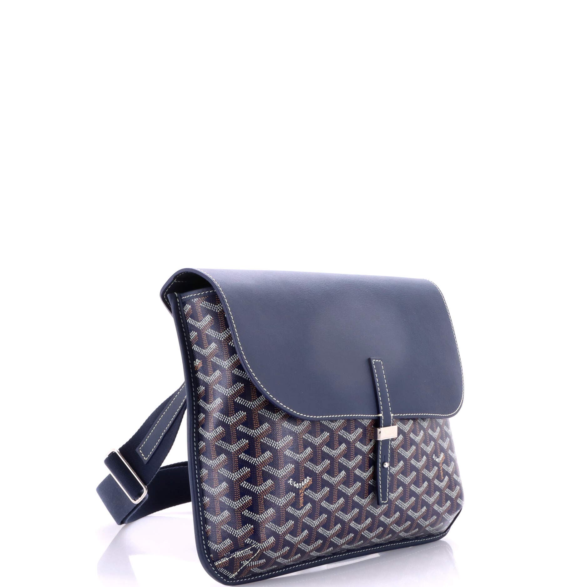 Pre-Owned Goyard Coursier Messenger Bag Coated Canvas and Leather, Alternate, color, Blue