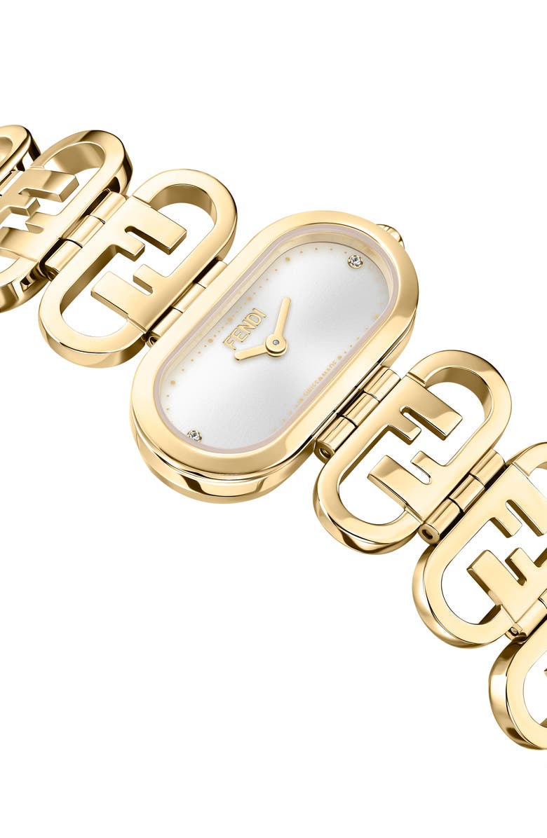Fendi O'Lock Diamond Bracelet Watch, 28.3mm x 14.8mm, Alternate, color, 