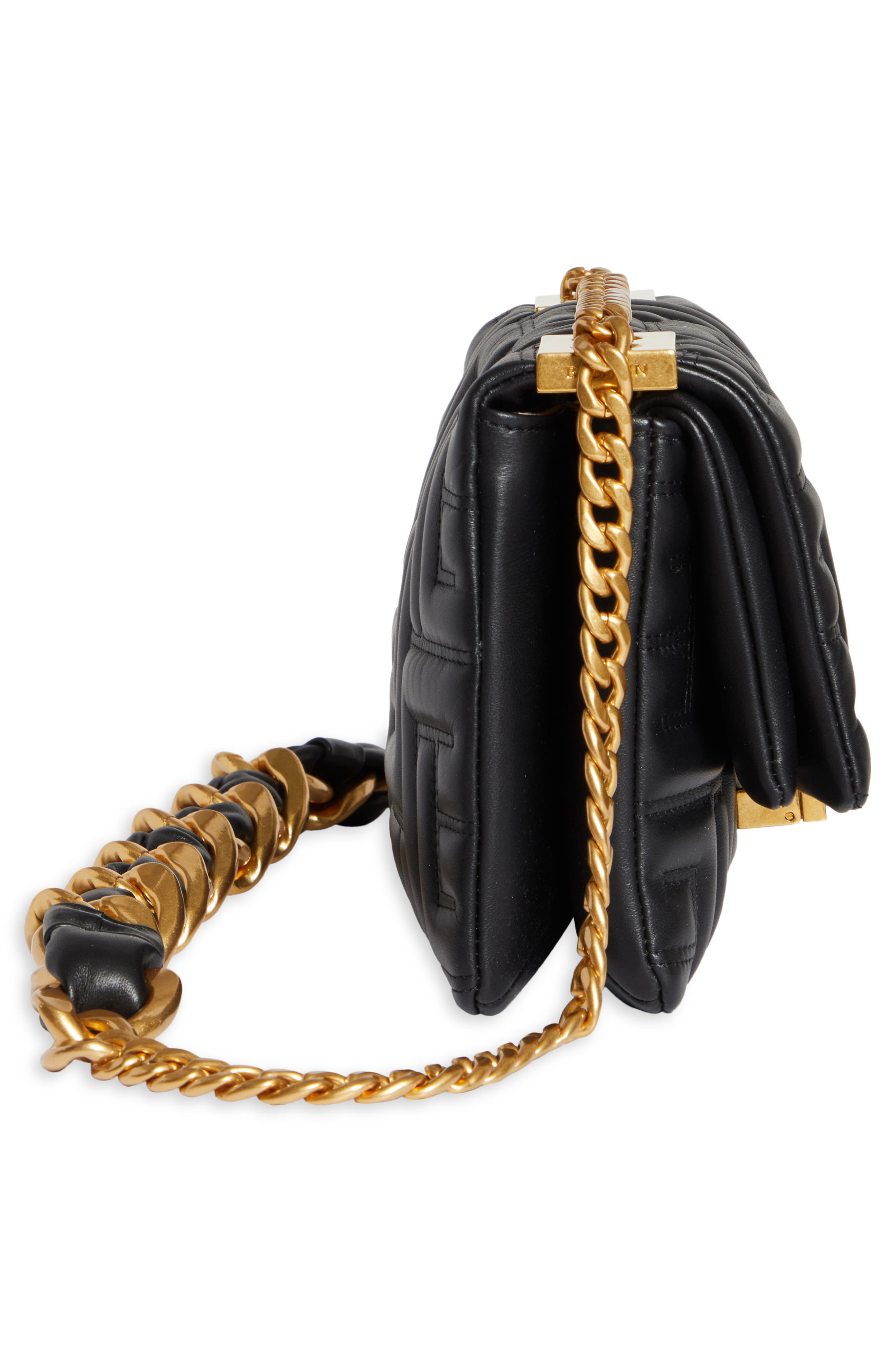 Balmain Small 1945 Soft Monogram Quilted Leather Shoulder Bag, Alternate, color, 