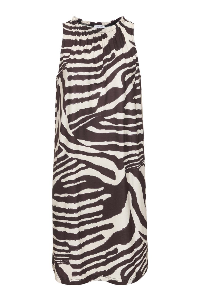 High Neck Swing Dress, Alternate, color, Ivory & Brown