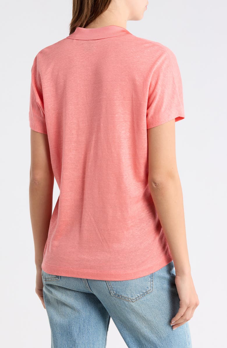 BOSS Enelina Johnny Collar Linen Blend Polo, Alternate, color, Coral