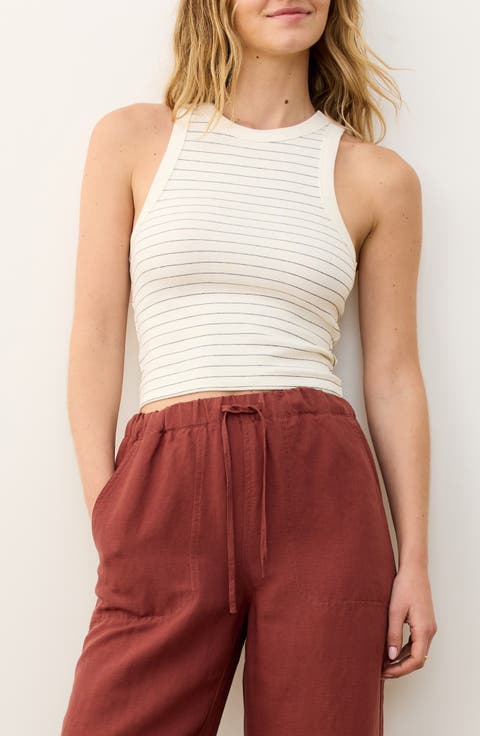 Lexi Sun-In Stripe High Neck Crop Rib Tank