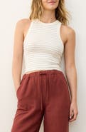 Marine Layer Lexi Sun-In Stripe High Neck Crop Rib Tank