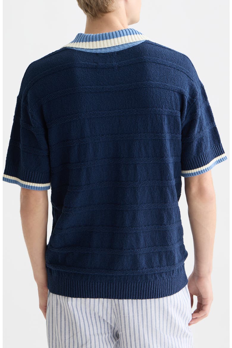 Loose Fit Contrast Trim Polo, Alternate, color, PAGEANT BLUE